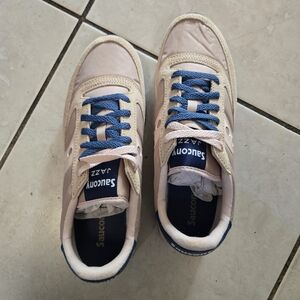 Saucony Kids Jazz Sneakers in Blush Pink and Navy Blue